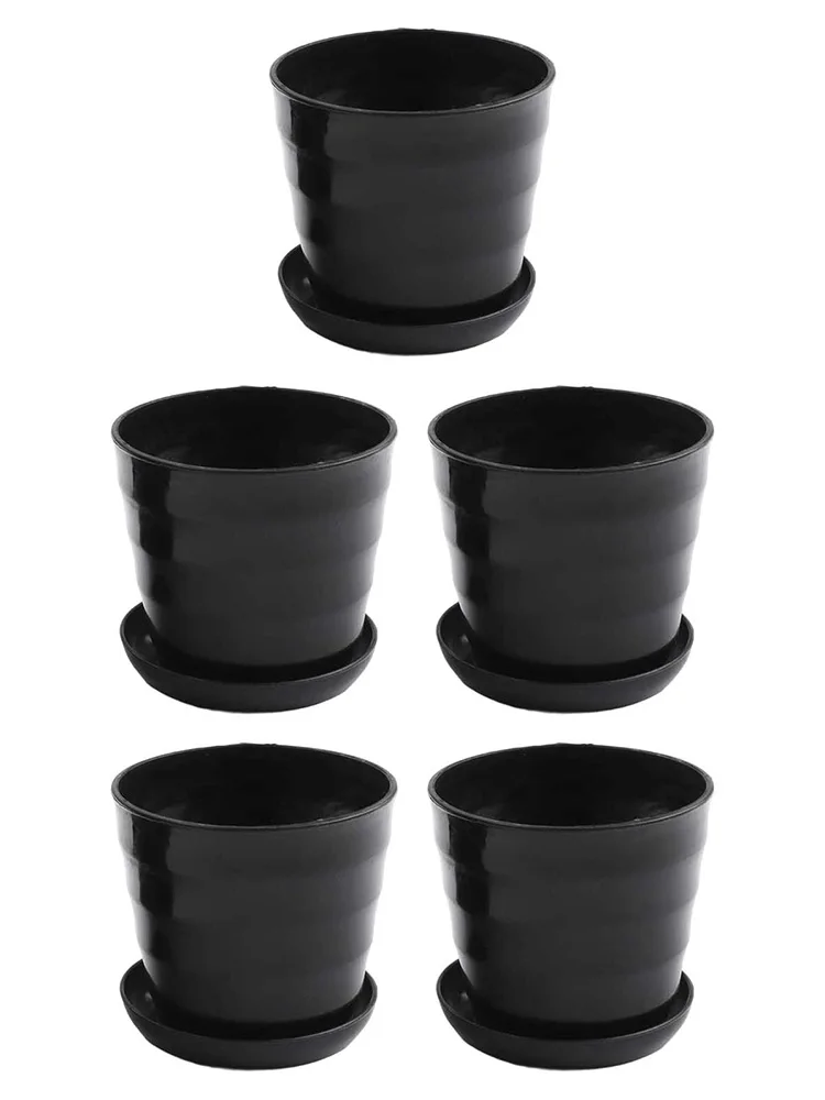 For Mini Set 5 pcs Plastic Flower Pots with Drainage for Small Indoor Plants Suitable for Living Room Kitchen or Study