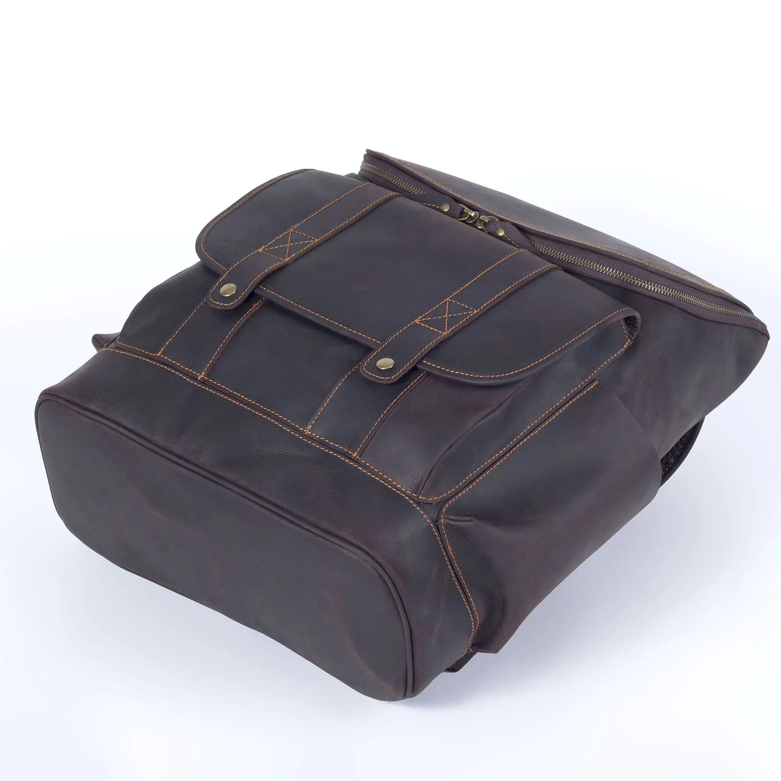 Vintage Echtleder Herrenrucksack Große Kapazität Top-Grain Leder Laptop-Umhängetasche Crazy Horse Tasche Mode für Männer – Detail 11
