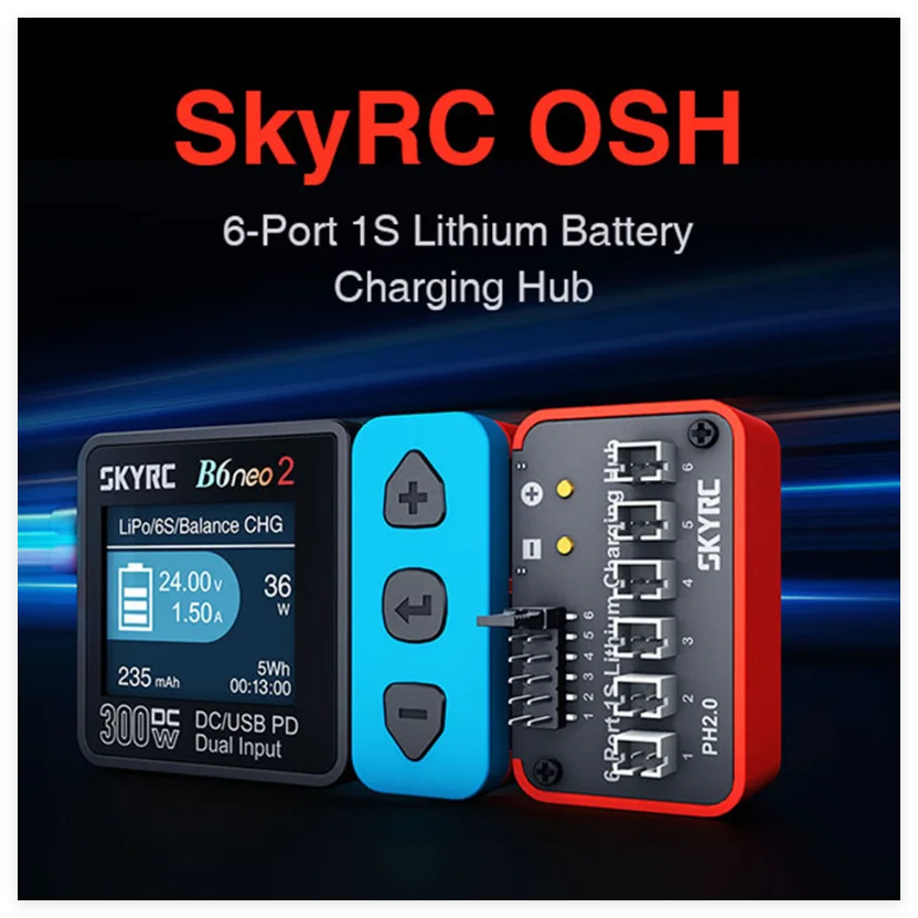 

SKYRC Battery Charging Hub OSH 6-Port 1S Battery Charging Hub For LiPo LiFe Li-ion LiHV