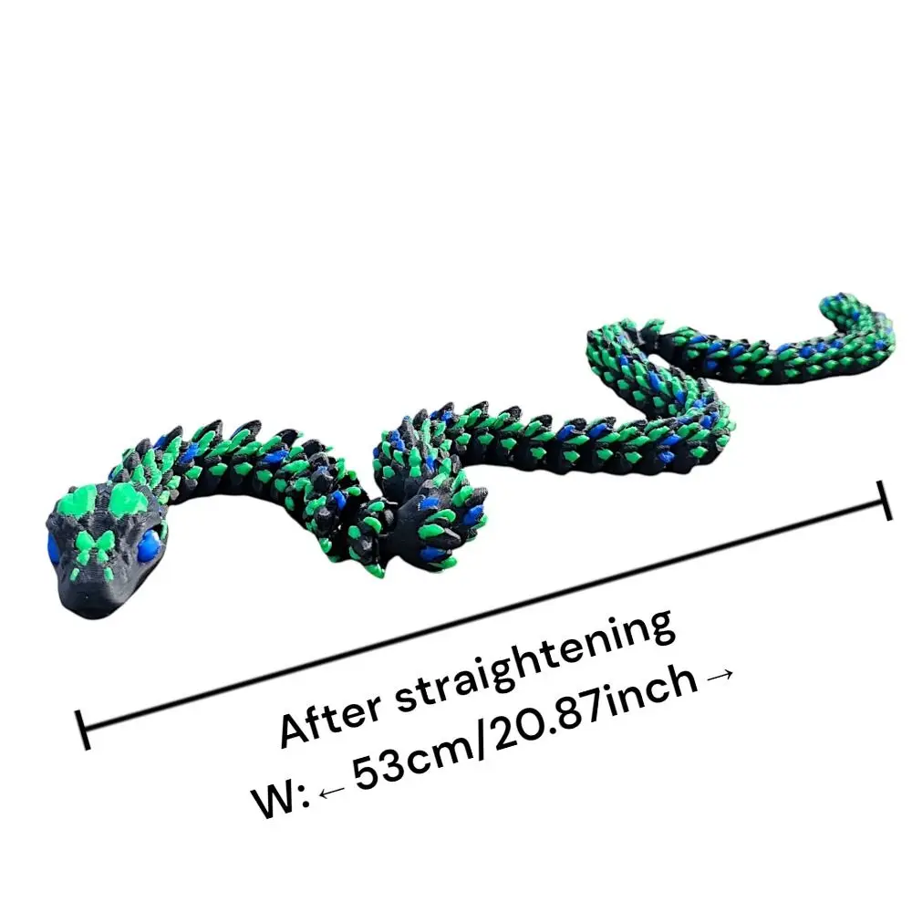 Simulated Eye 3D Printed Snake Snake Baby Laser 3D Printed Diceratops Snake Poseable Joints Sparkling 3D Articulated Snake Toys