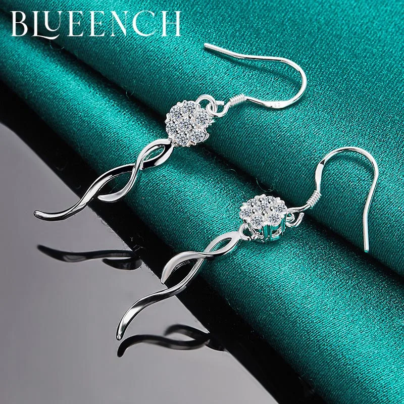 

Blueench 925 Sterling Silver Zircon Tassel Earrings For Woman Engagement Proposal Fashion Charm Simple Jewelry