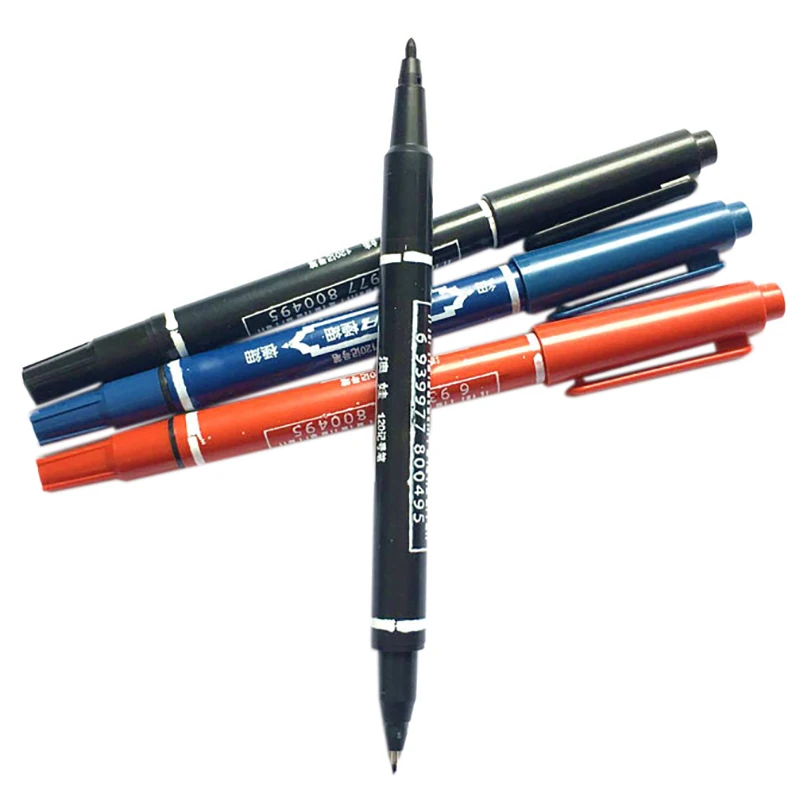 Aowa-rotulador pequeño de doble cabeza para niños, bolígrafo de dibujo para estudiantes, papelería artística, color negro