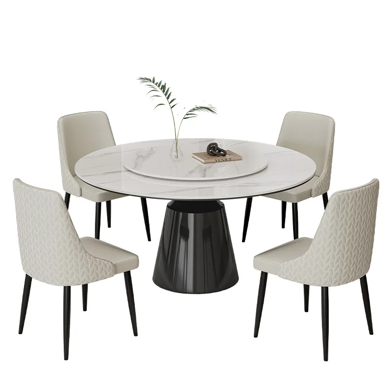 

Slate round dining table Household high-end round table Modern simple Italian minimalist round dining table and chair