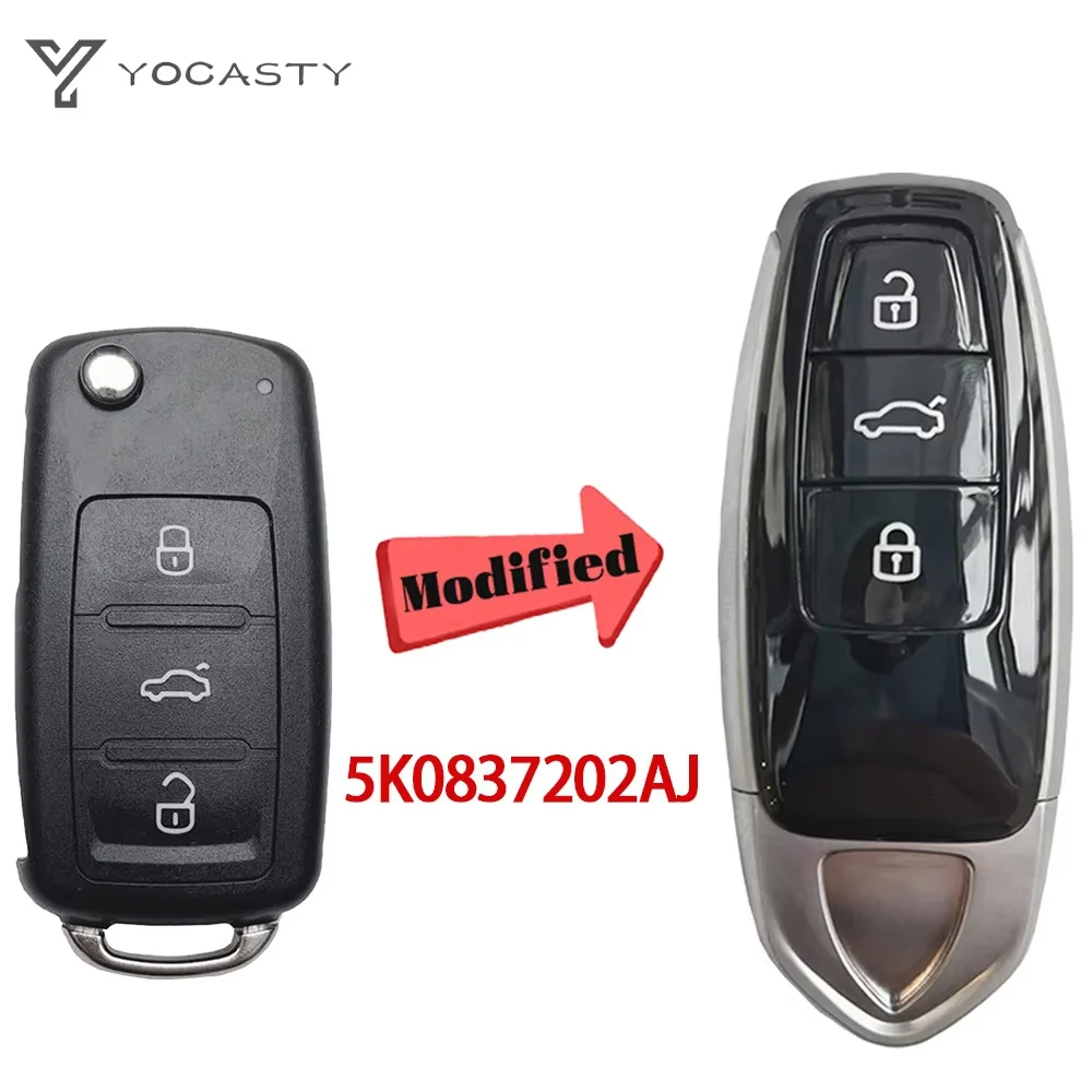 

YOCASTY Modify For Lamborghini Style Keyless Smart Car Key Shell Case For VW 2011 2013Caddy Jetta Beetle Golf Polo 5K0837202AJ