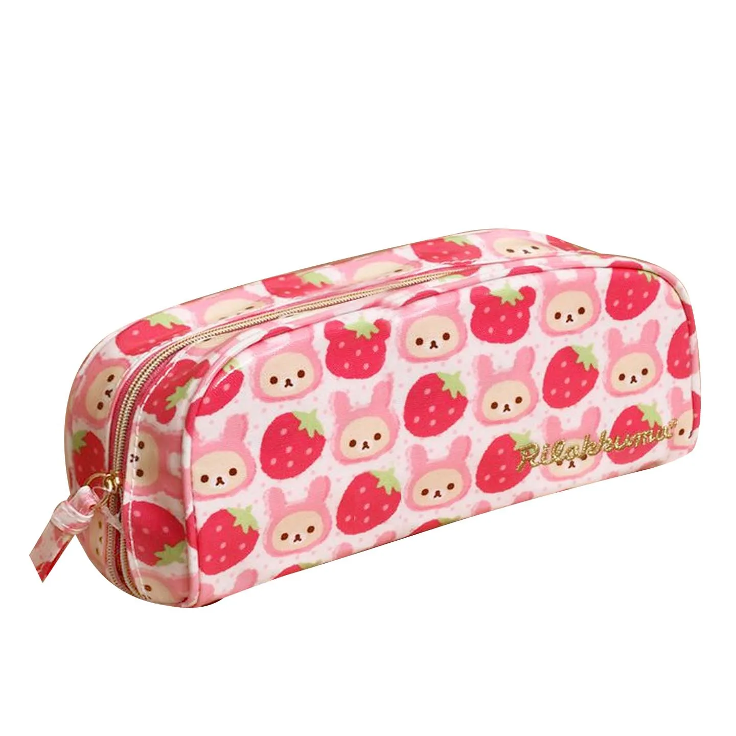 Mignon Rilakkuma Korilakkuma stylo étui pochette rose fraise lapin ours trousse à crayons école papeterie sac de rangement