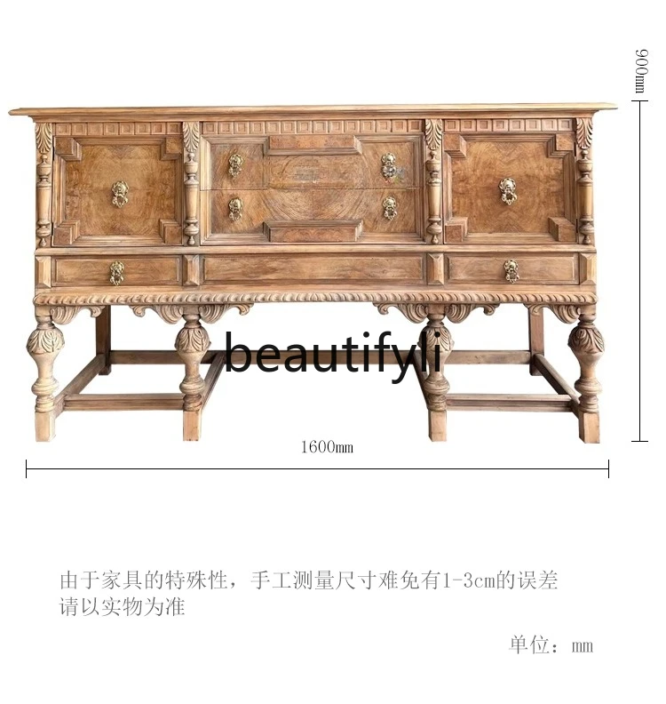 복고풍 단단한 나무 조각 꽃 사물함/오래된 현관 캐비닛/대용량 보관 캐비닛/