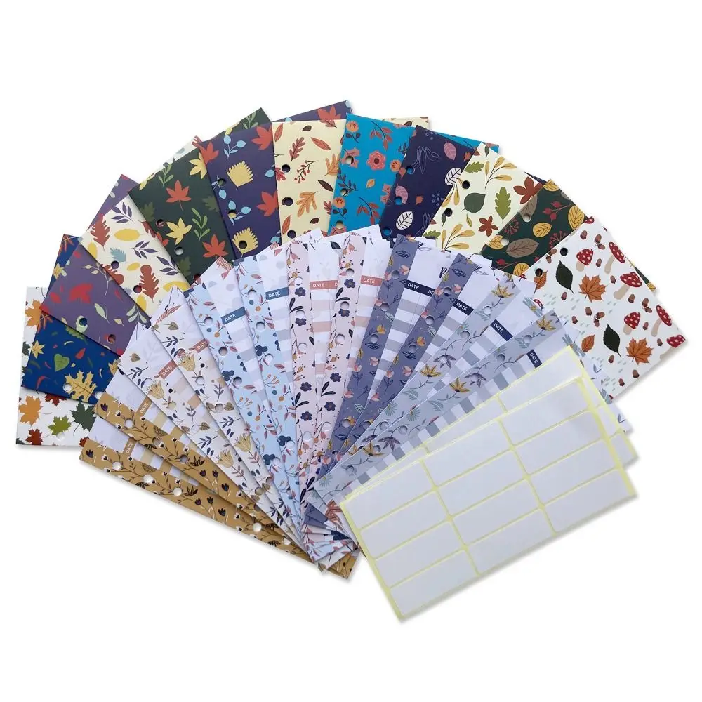 Waterproof PVC Envelopes with Snap-fastener Binder Pouches Cash Budget Pocket for Notebook Planner Journey Binders with Labels