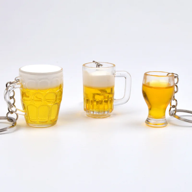 New Simulation Beer mug keychain Men And Women Couple Key Chain Bag Pendant