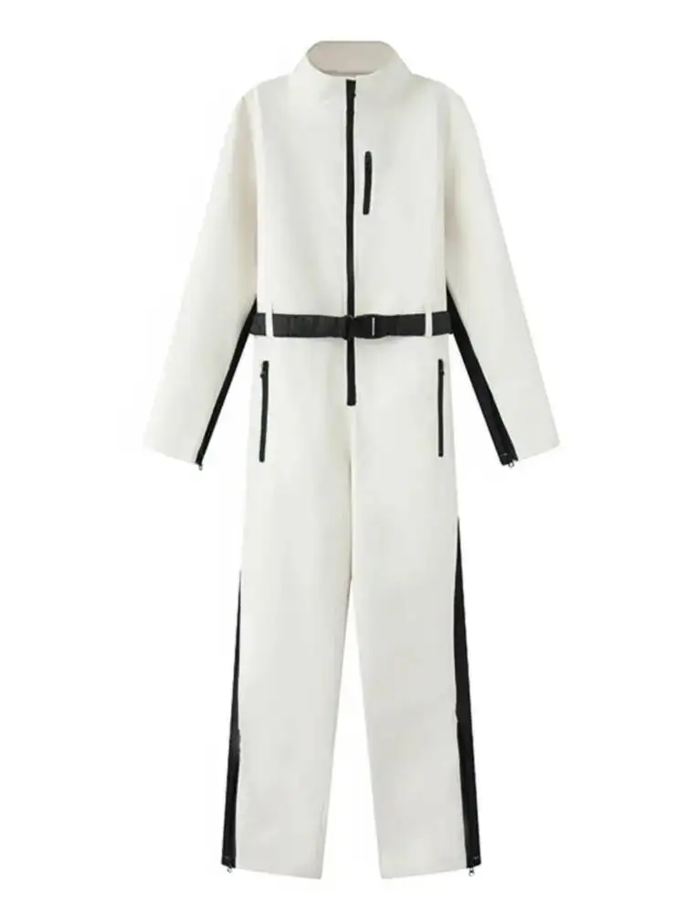 2025 Women's Elegant Skateboard One-Piece Fleece Ski Bodysuit Female Long Sleeve Waterproof Windproof Patchwork Skiing Jumpsuits