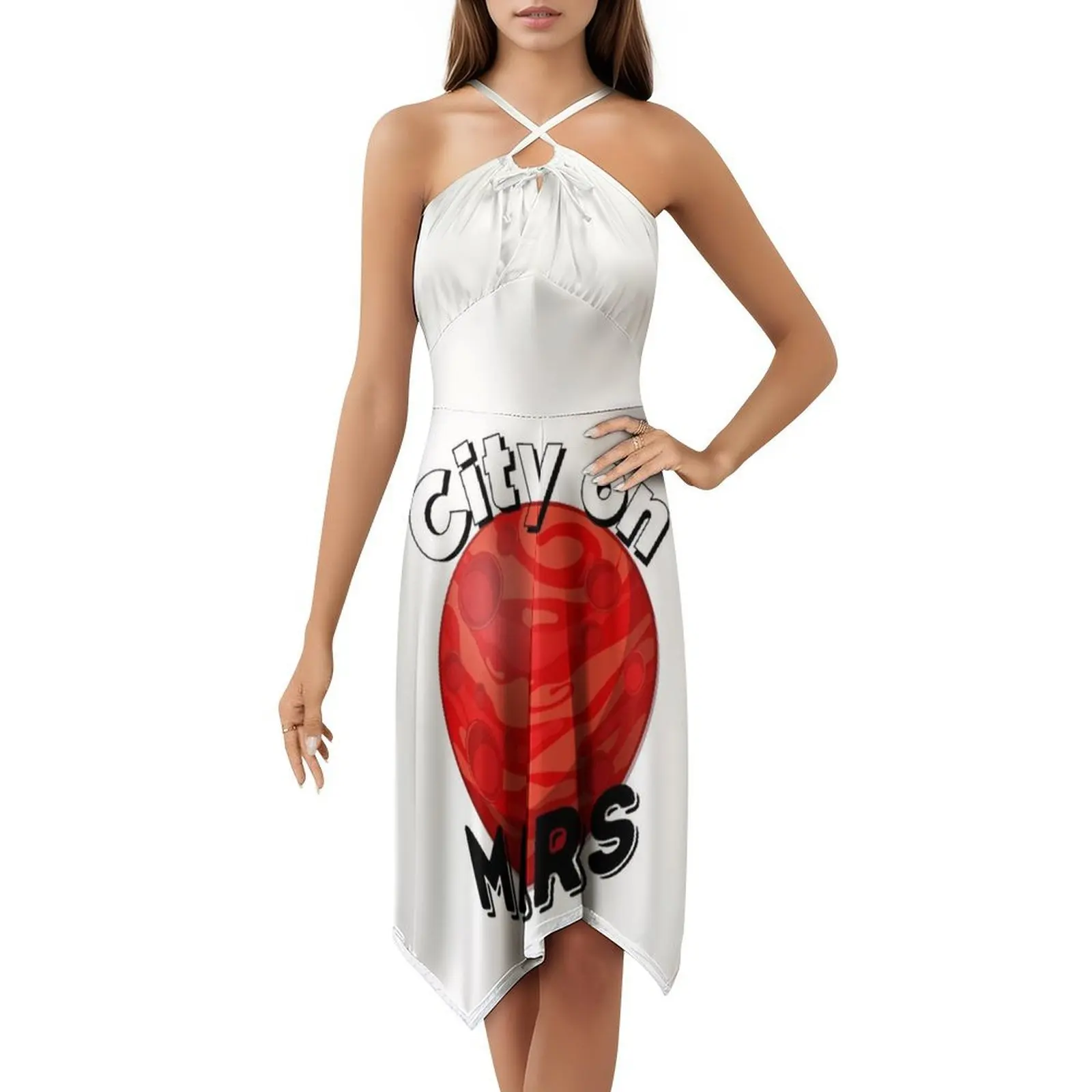 فستان City On Sweetheart ذو فتحة عنق أنيقة للحفلات الصيفية للنساء City On Colony Planet Martian Space فستان نسائي أحمر #5