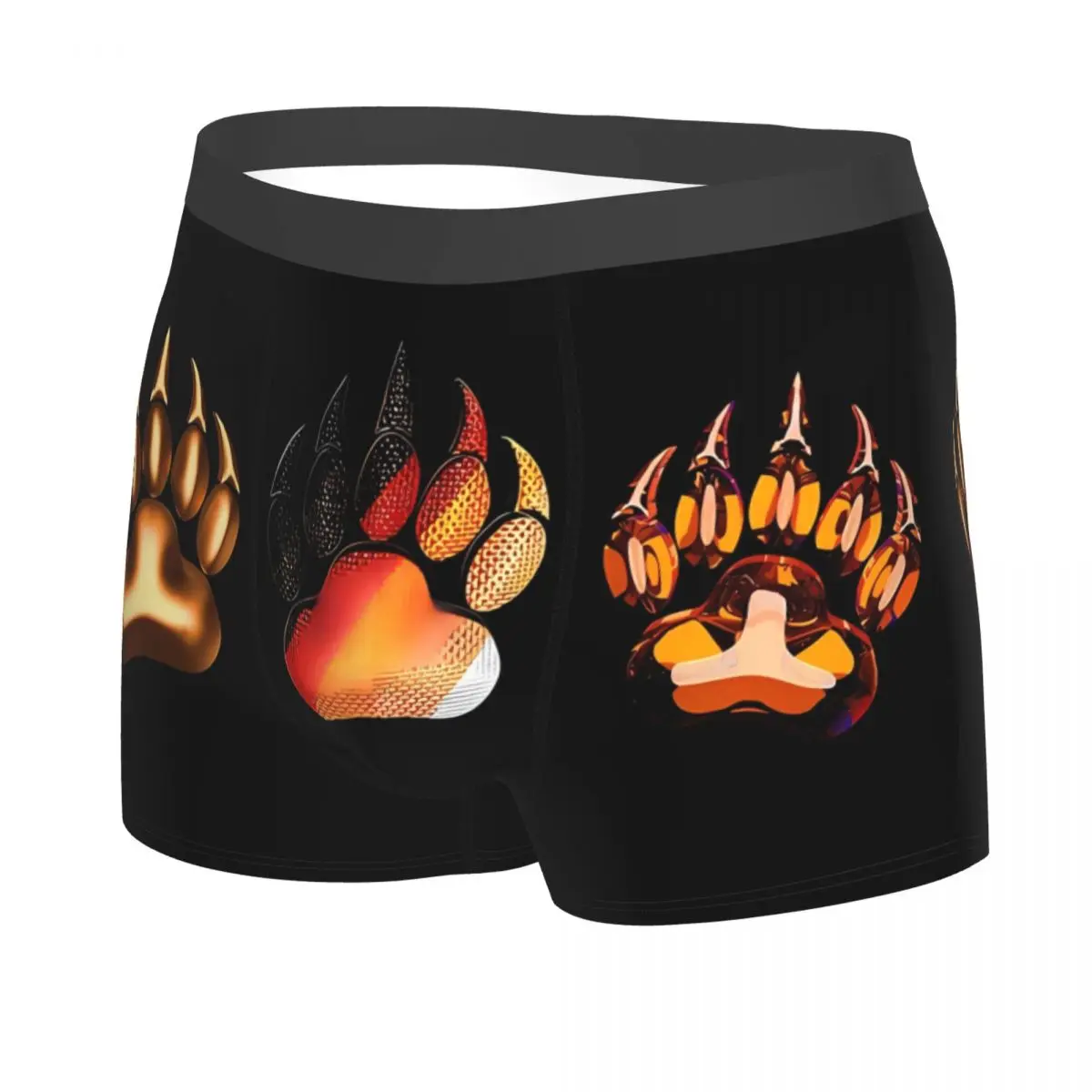 3 Bear Tracks With The Colors Of The Gay BEAR LGBTQ Man's Boxer Briefs Pride Flag Breathable Funny Underpants High  Print Shorts