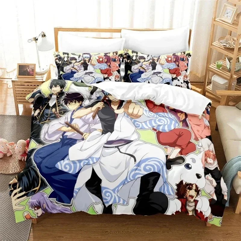 3D Print Anime GINTAMA Gintoki 3D NEW Duvet Cover Pillowcase Bedding Set Adult Boy Girl Bedroom Decoration Single Double Large