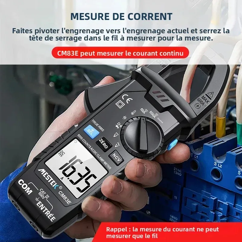 Mestek cm83e medidor de braçadeira digital 1000a ac/dc ncv alicate de detecção de corrente de imersão braçadeira amperímetro elétrica pinza amperométrica