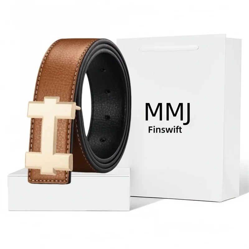 Универсальный мужской и женский ремень с H-логотипом. Модный универсальный ремень с гладкой пряжкой для джинсов. Подходит для молодых работников.