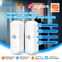 Zigbee 3.0 10G Radar Human Motion Sensor With Light Temperture Humidiity Detection For Tuya Smart Life Z2M Security Alarm Sensor
