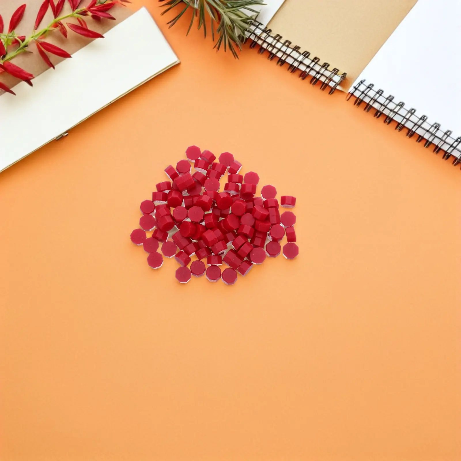 

6Packs Wax Seal Beads Octagon Red Fire Wax for Stamp Seals DIY Wedding Envelopes Invitations Cards Diary Stamp Beads