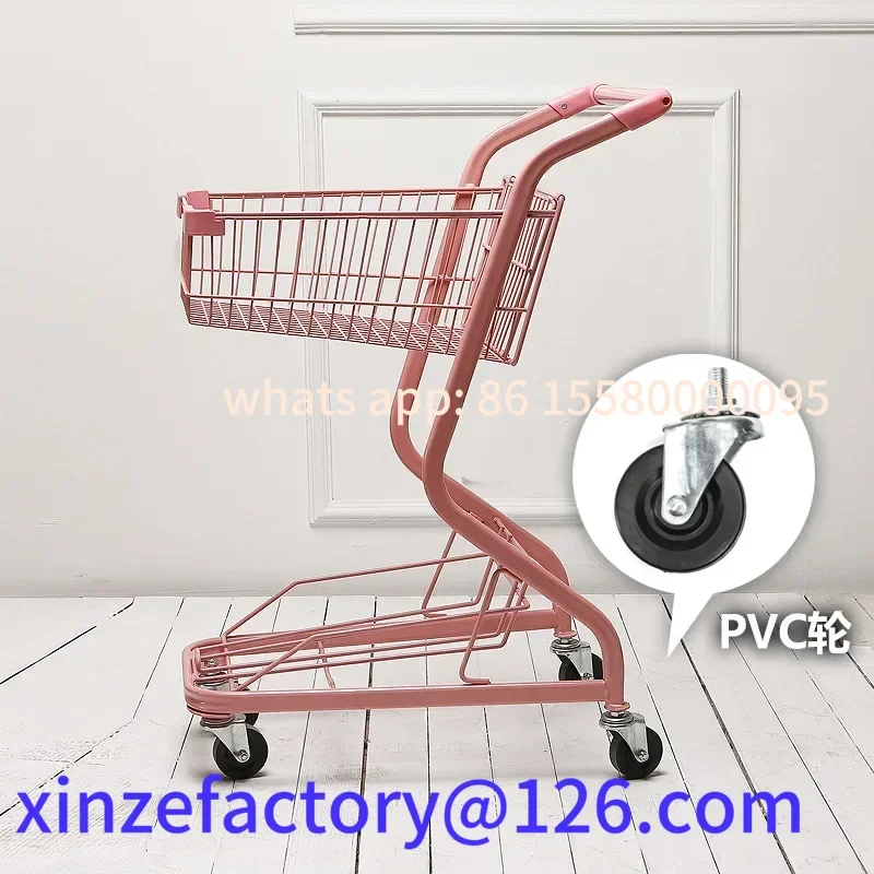 Aanpasbare supermarkt dubbele winkelwagen pop clip machine huisdier snackwinkel geel oranje gekleurd