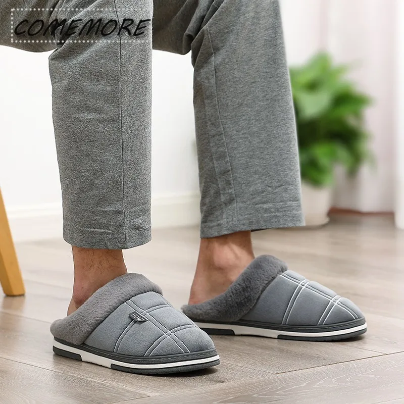 Big Size 48 49 50 51 Men Autumn Winter New Home Warm Plush Slippers Large Plus Indoor Bedroom Casual Shoes Furry Non Slip Slides