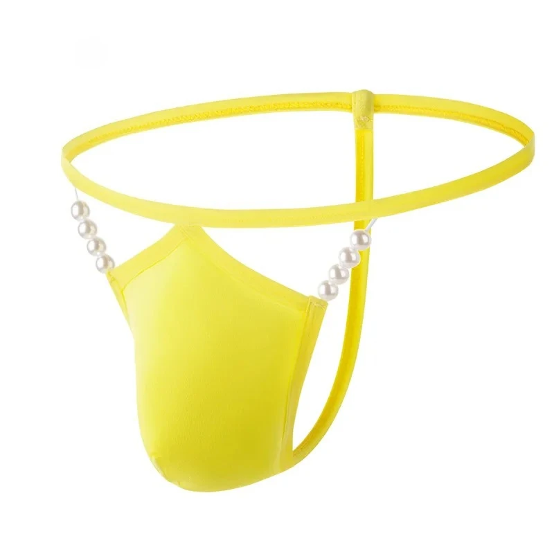 Men's Erotic T Back Thongs Gays Sexy Low Waist U Convex Pouch G-string Peal Hollow Out Open Buttocks Cotton Elastic Porn Panties