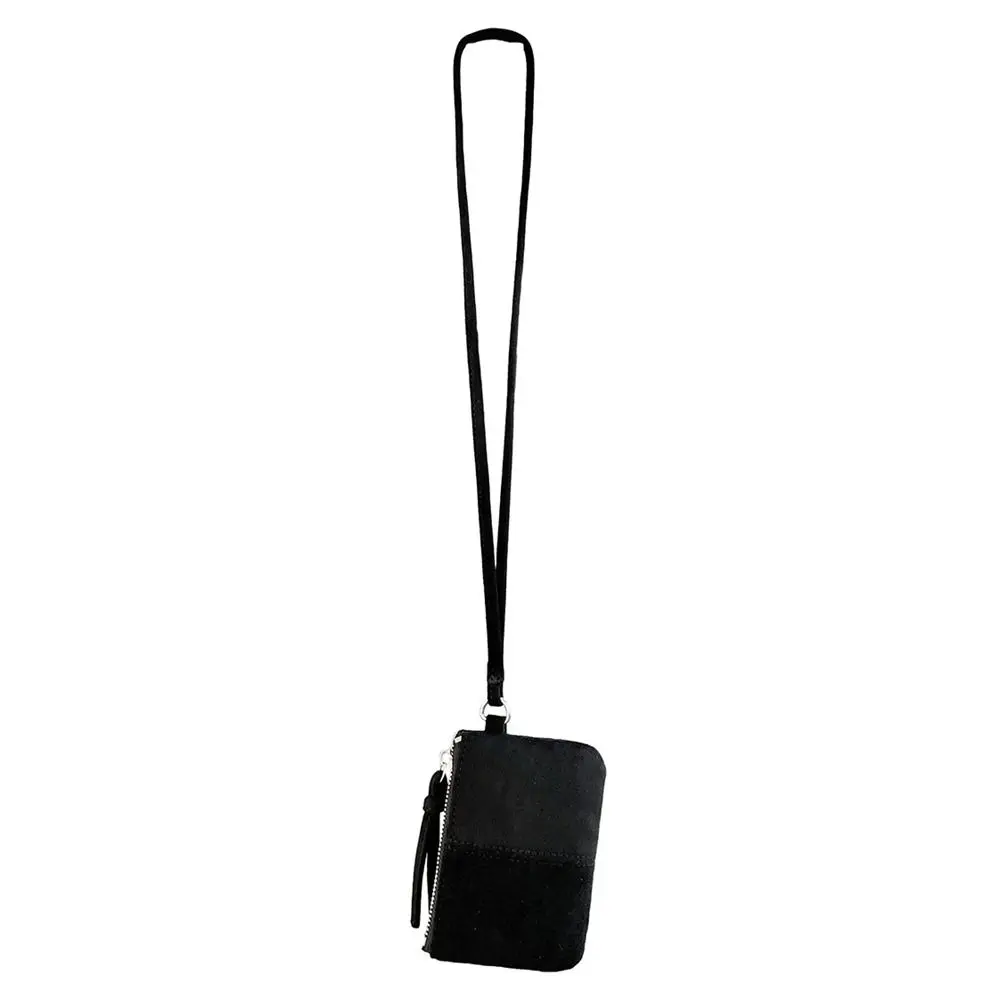 

Ins PU Leather Suede Coin Purse Leopard Print Hanging Neck Lanyard Wallet Solid Color Shoulder Bag Mini Storage Bag Travel