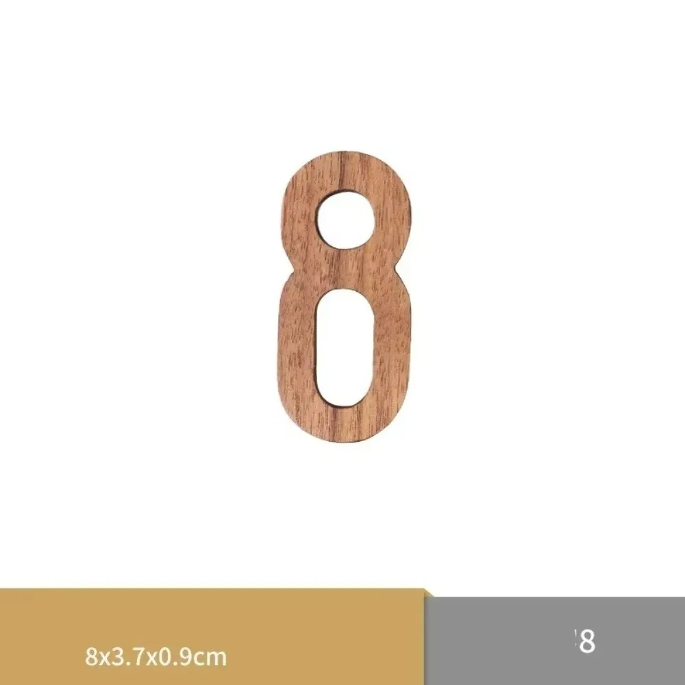 Minimalist Walnut Wooden House Number 3D With Adhesive Back Door Mailbox Label Outdoor 0‑9 Door Number Home Wall Decoration