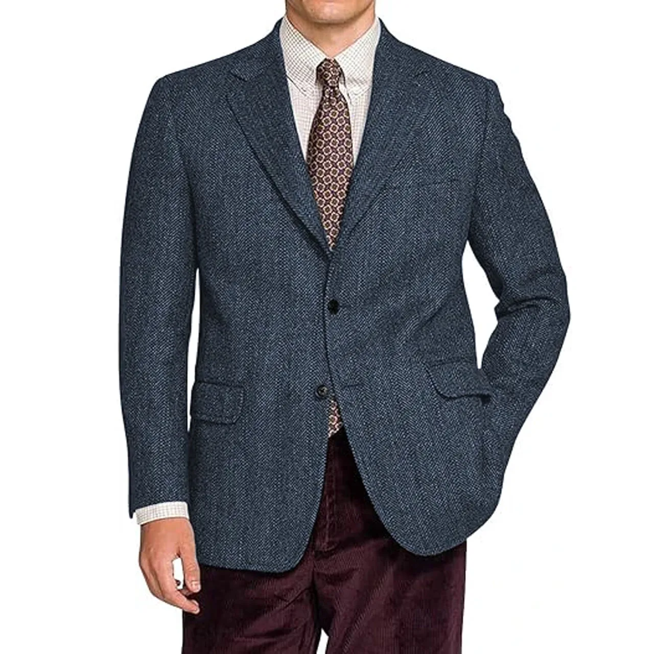 

Твидовый костюм для мужчин, одинарный пиджак с узором «елочка», винтажный мужской костюм с зубчатыми лацканами для свадьбы, деловой костюм, куртки