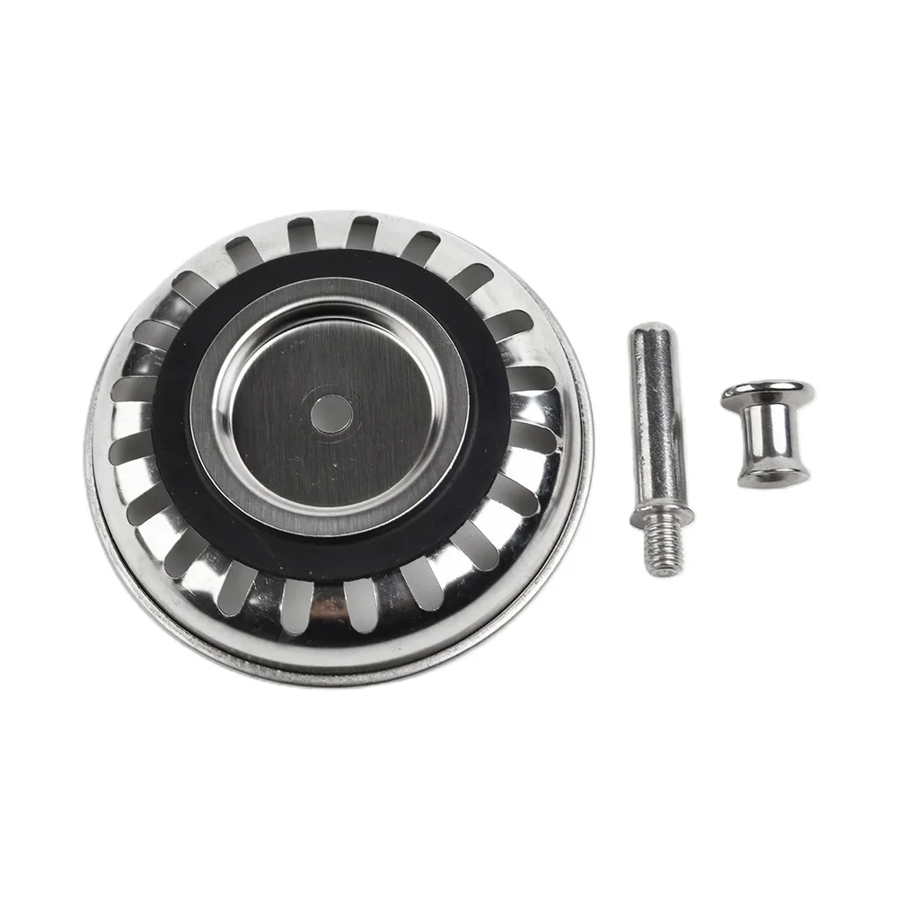 Basin Drain Filter Sink Waste Strainer Stainless Steel Tight Seal Pipe Blockage Prevention Rubber Ring Seal Leak Prevention