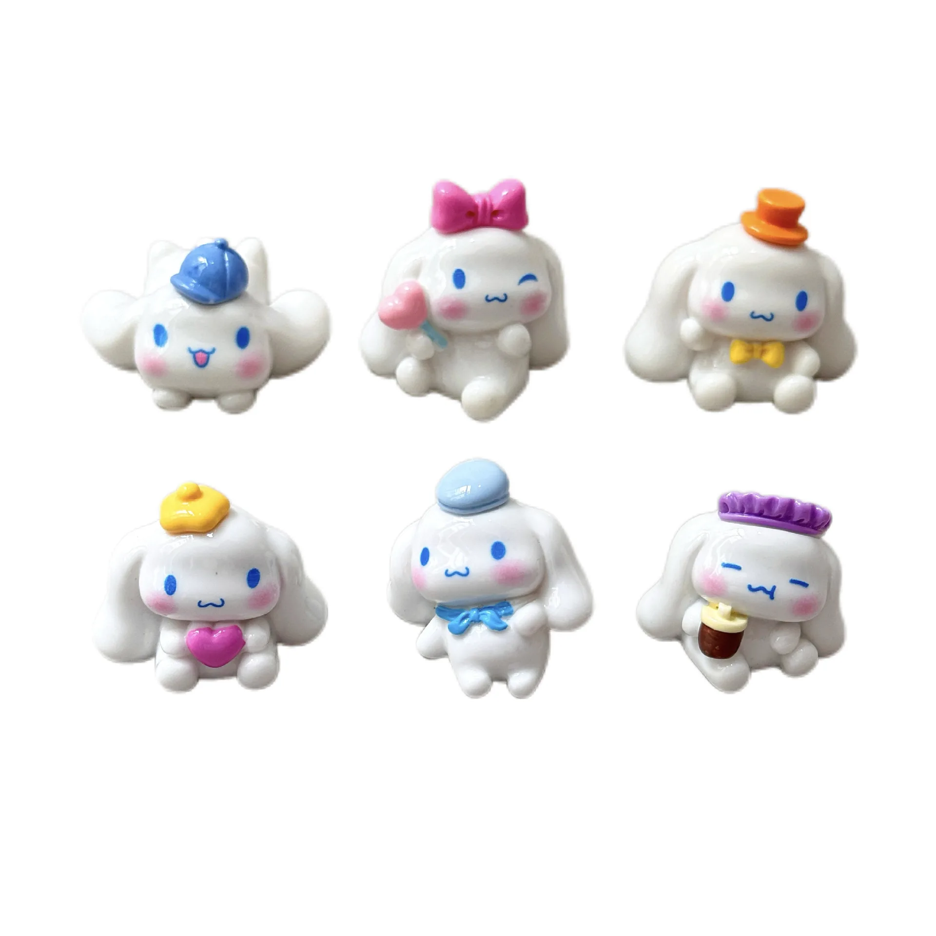6PCS/ набор мультипликационных санрио большие ушные псы аксессуары резиновые аксессуары DIY MICRO LANDSCAPE DESKTOP ORNAMENTS ORNAMENTS игрушки детский день подарков