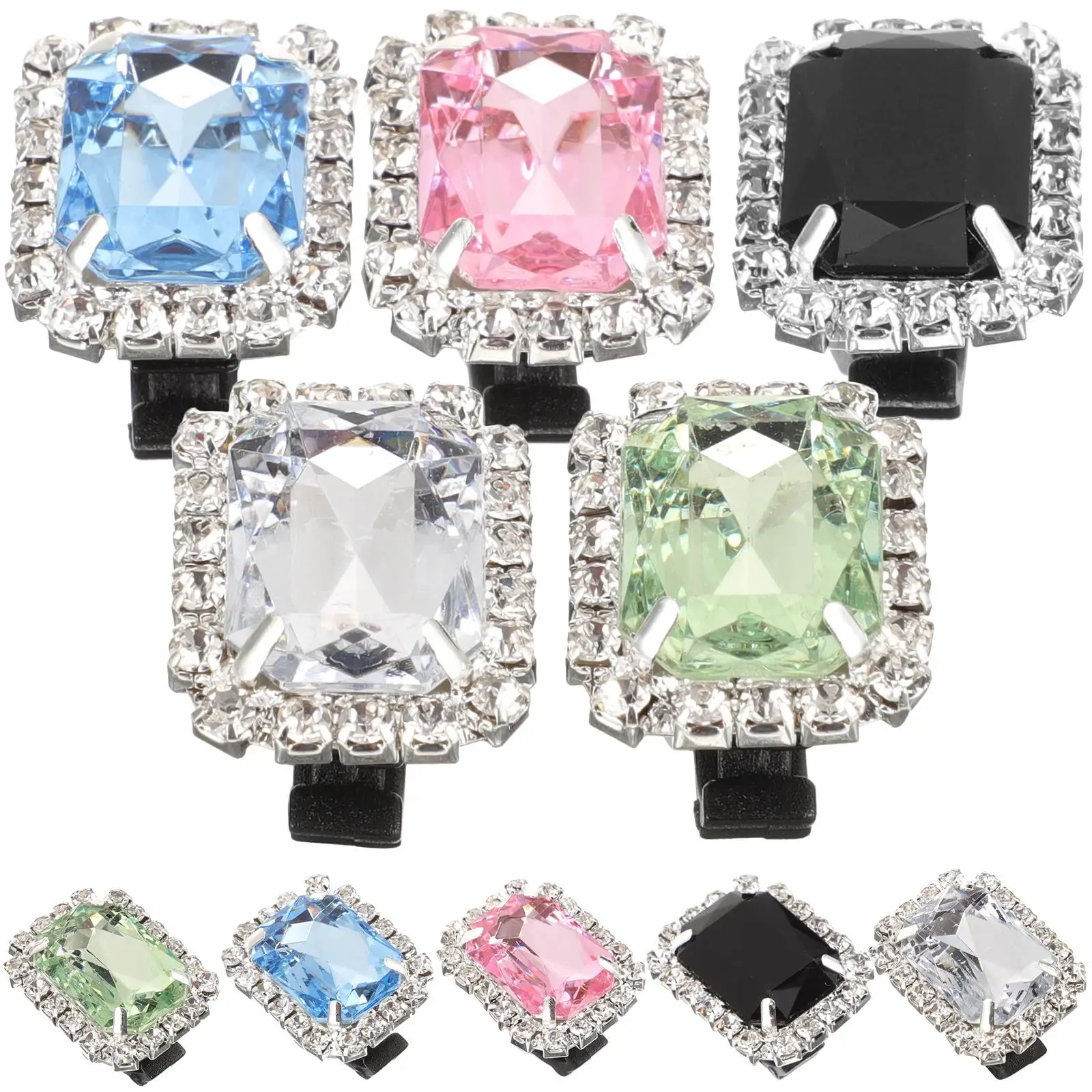 10 Pcs Grace Gem Shoe Buckle Miss Black Laces Rhinestone Charms Alloy Accessories Clip Decoration