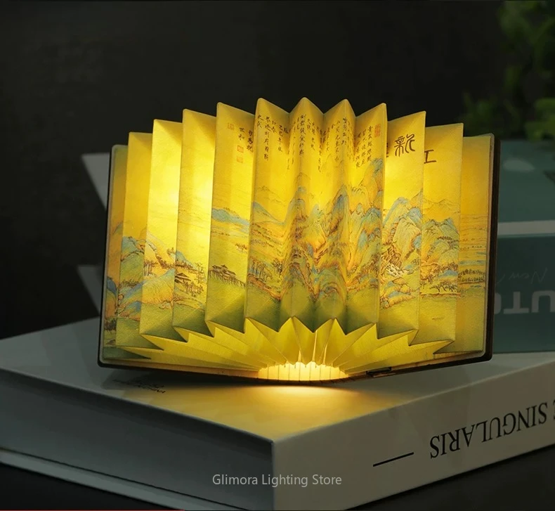 Chinese Style Glowing Fridge Magnet Kitchen,Rechargeable Night Light for Living Room,Factory Foldable Magnetic LED Decor Lamp