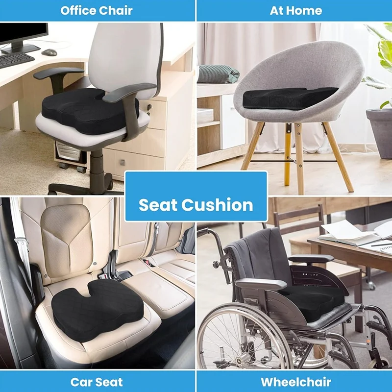 Seat Cushion - Cushion For Office Chair, Car Seat, Airplane, Bleacher - Sciatica & Coccyx Pain Relief Desk Grey Cushion Durable