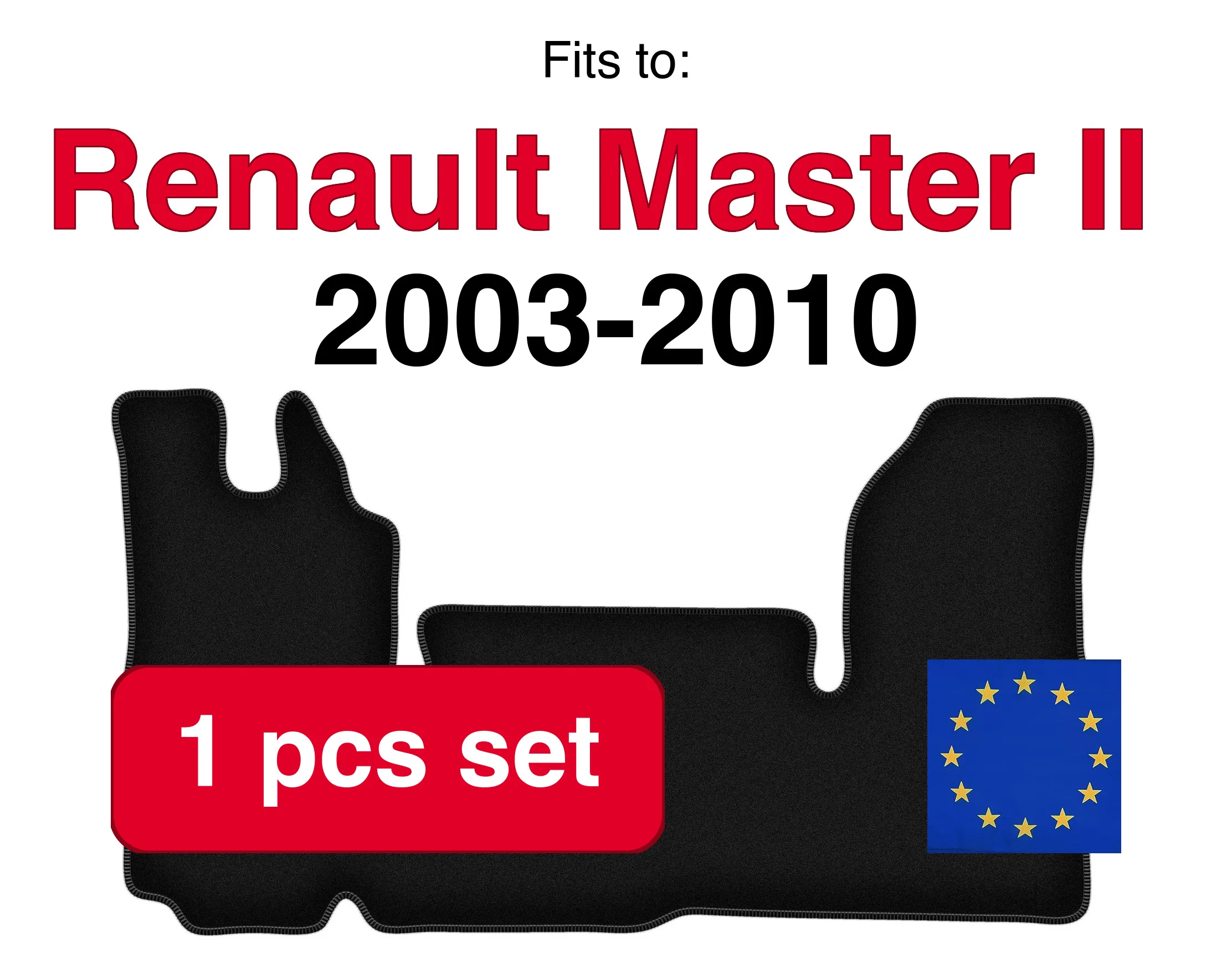 Alfombras de terciopelo para coche Renault Master II para entrega | set 1 clip antideslizante negro