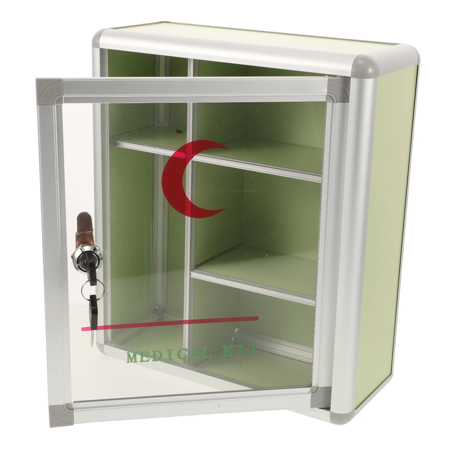 

Medicine Box Organizer with Lock Wall Mount Aluminum Alloy Medical Storage Cabinet Portable Pill Holder Household Emergency Kit