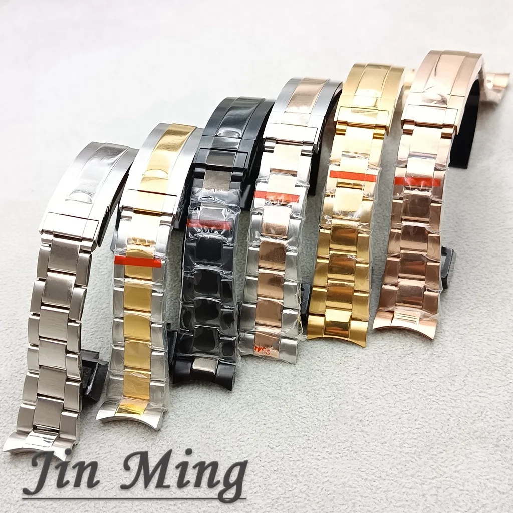 20 مللي متر واسعة الفضة ارتفع الذهب الأسود 904L الصلبة الفولاذ المقاوم للصدأ حزام نحى مصقول المحار سوار للطي مشبك قفل منزلق