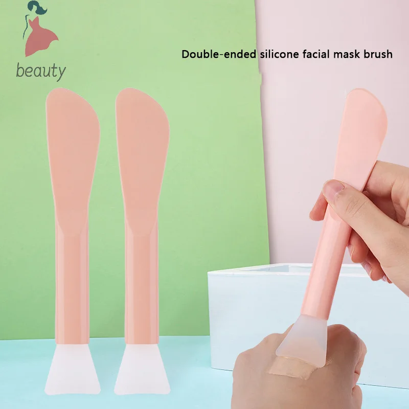 Silicone Facial Mask Brush Soft Head With Scraper Integrated Dual-use Mud Film Brush DIY Film Adjusting Beauty Tool Beauty