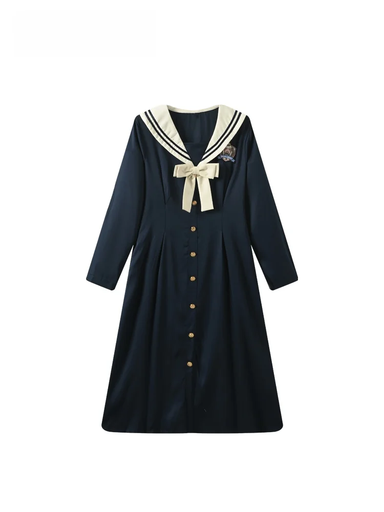 

Большие размеры, темно-синий воротник, длинная свеч Dr, женская осенняя юбка Faion для колледжа, утягивающая юбка трапециевидной формы с высокой талией