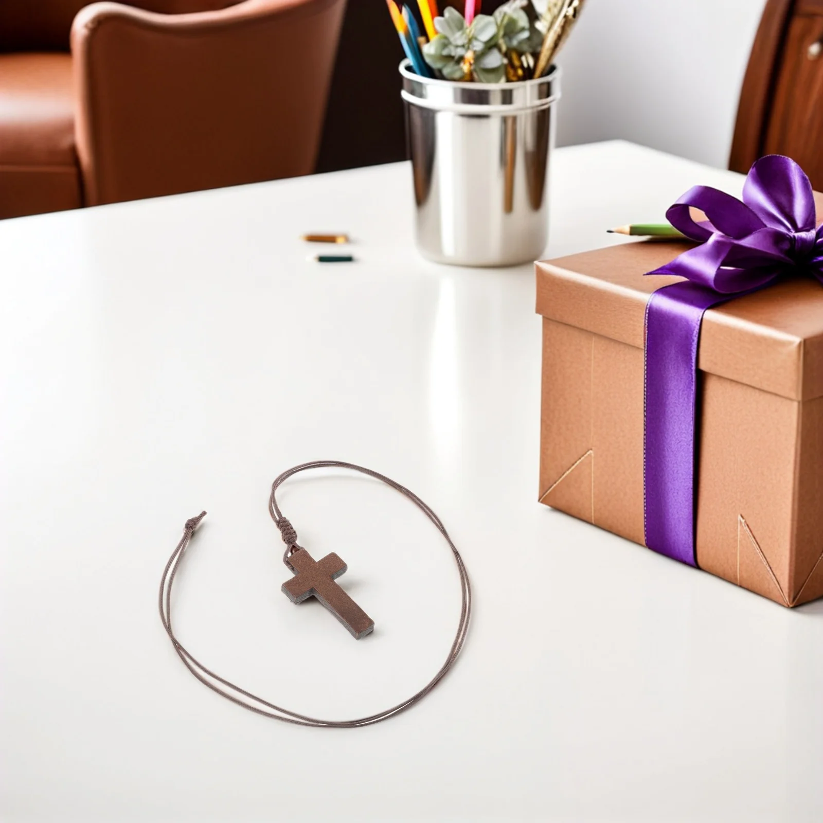 

10Pcs Retro Wooden Necklace for Men and Women Christian Cross Pendant Hypoallergenic Religion Jewelry Crafted Crucifix Chain