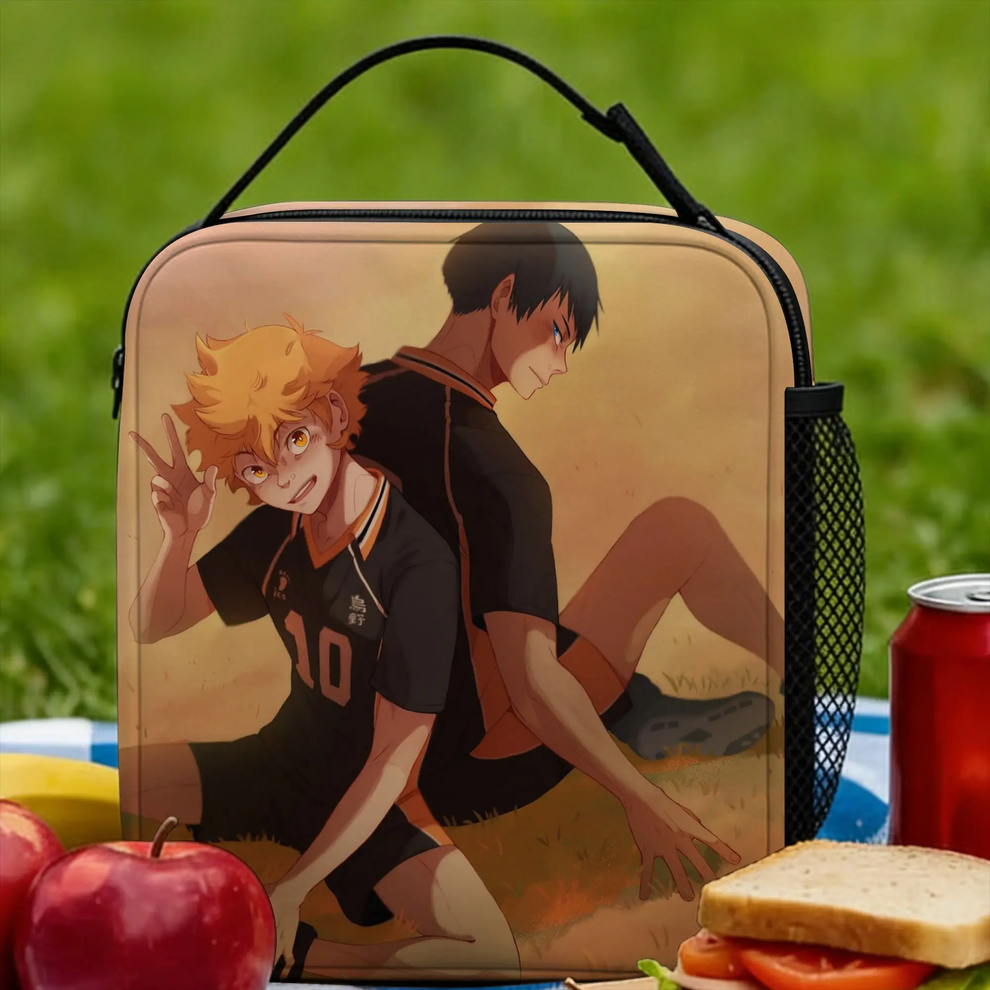 Takemichi Hinata Insulated Lunch Bag Thermal Bag Reusable,Lunch Container Haikyuu Anime High Capacity Tote Lunch Box Food Bag