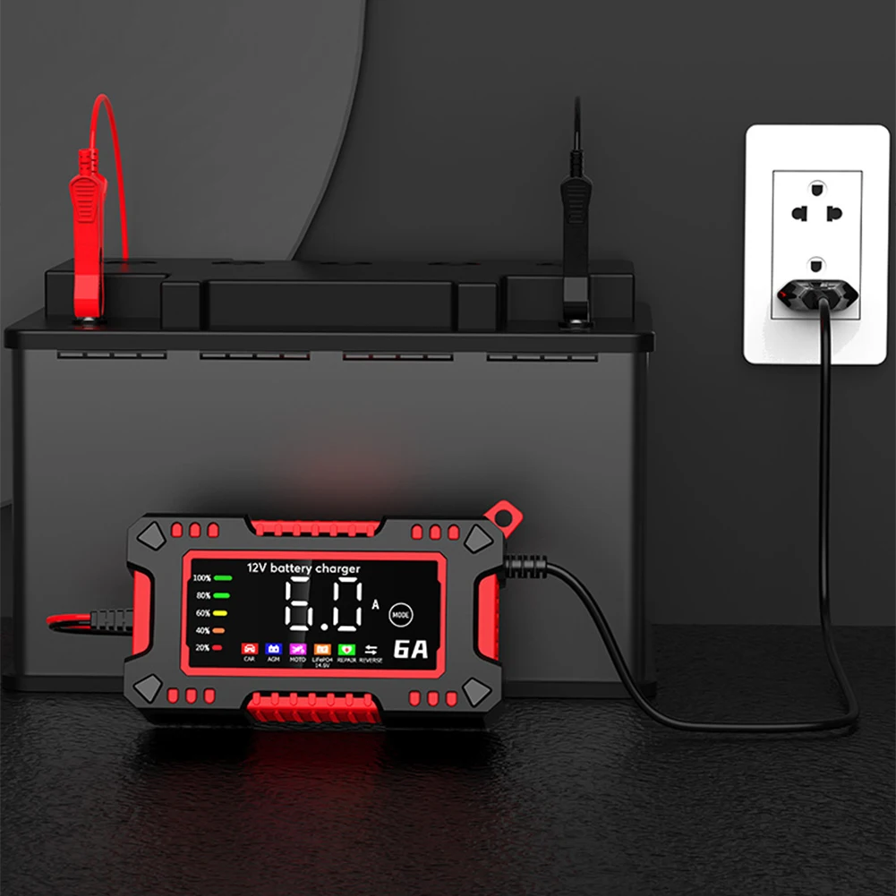 

12V 6A Car Battery Charger Digital Display Smart Battery Trickle Charger for Cars Boat Motorcycle Lawn Mower RV ATV SUV