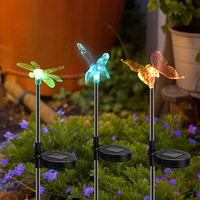 Led Solar Garden Light Waterproof Colorful Butterfly Dragonfly Bird Lawn Lamp for Landscape Home Courtyard Path Lights