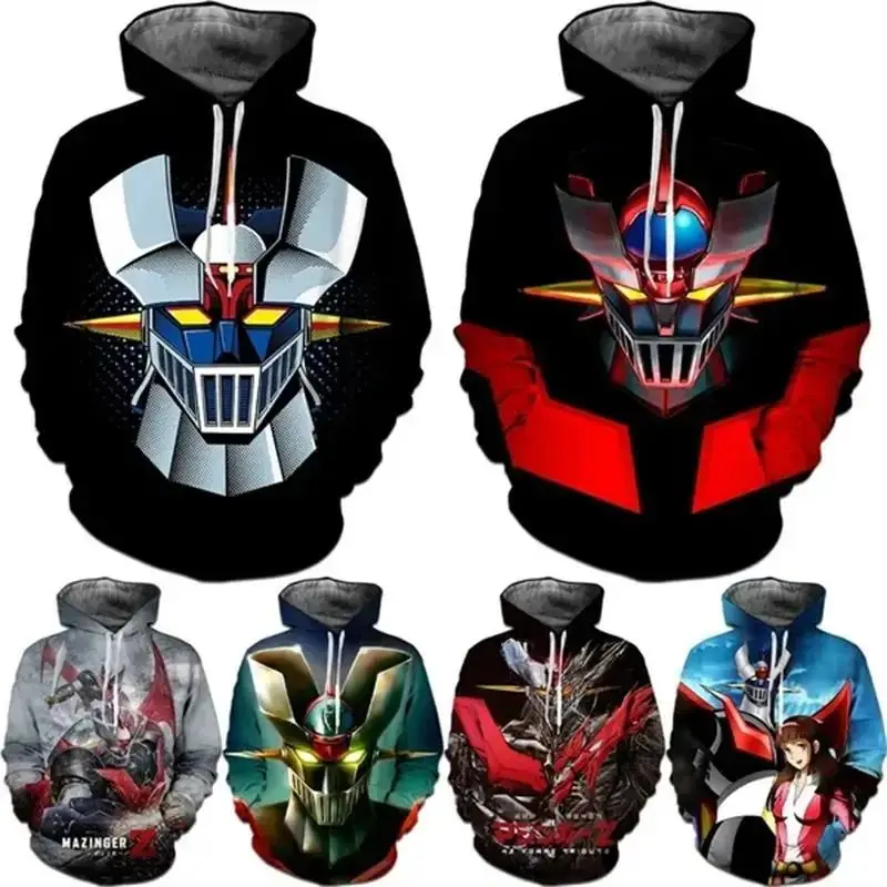 TV magazine Mazinger Z Hoodie for men 3D printed Japanese animated robot hoodie for women Harajuku Fashion y2k hoodie