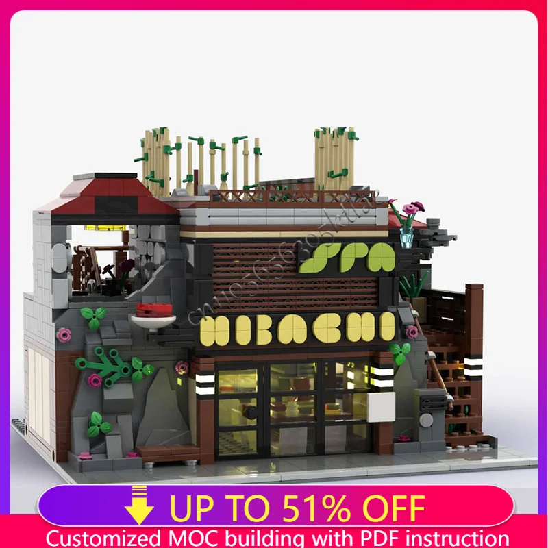 

2373 Parts MOC Restaurant Day Spa Building Blocks Set Commercial Architecture With Display exquisite children's Birthday gifts
