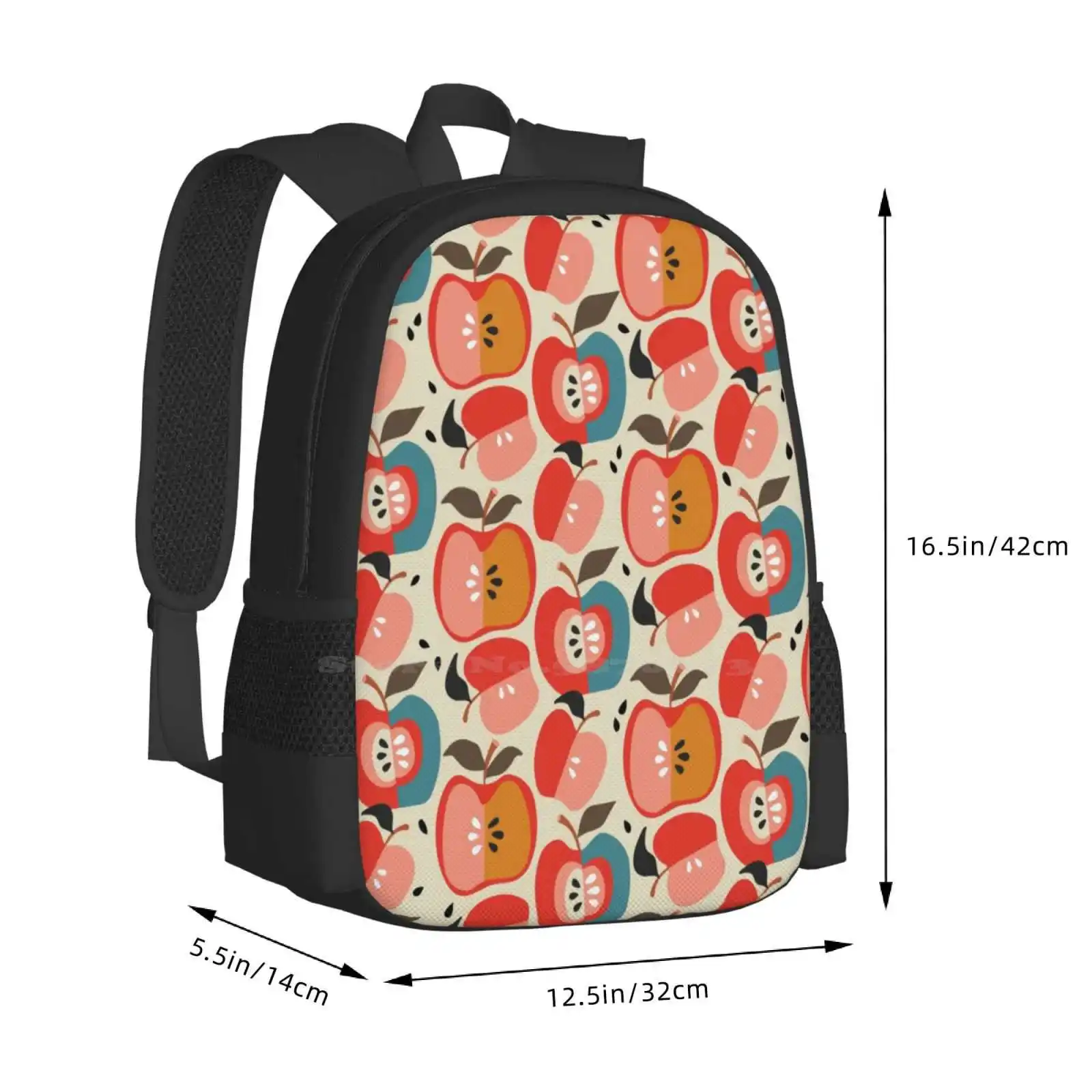 Good Pattern Design Bagpack School Bags Pattern Apples Fall Fruit Mod Vintage Food