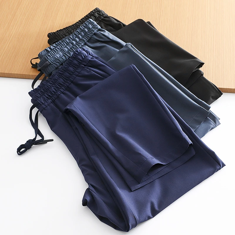 

Ultra-Thin Elastic 360 Degree Men's Casual Pants Pure Color Spring Summer New Style Long Trousers for Young Men Straight Leg