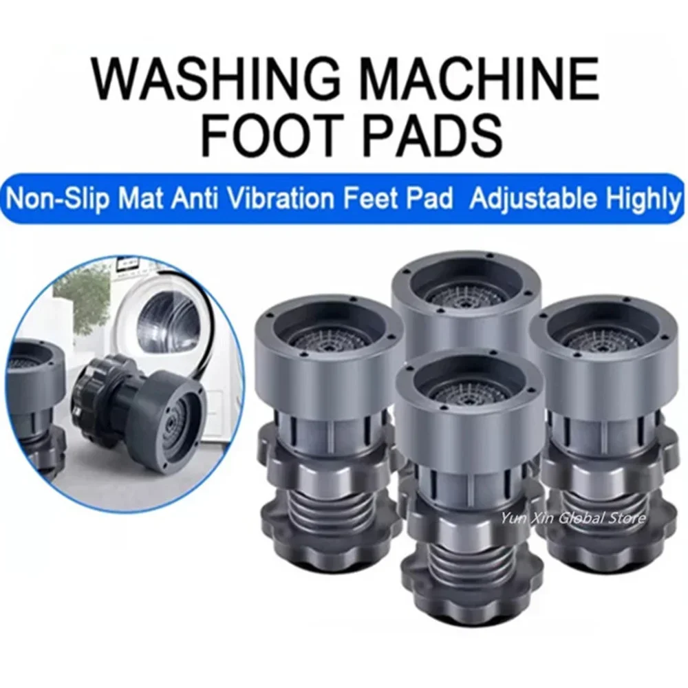 

4Pcs Washing Machine Foot Pad Adjustable Height Slipstop Silent Skid Raiser Mat Furniture Washing Machine Support Dampers Stand