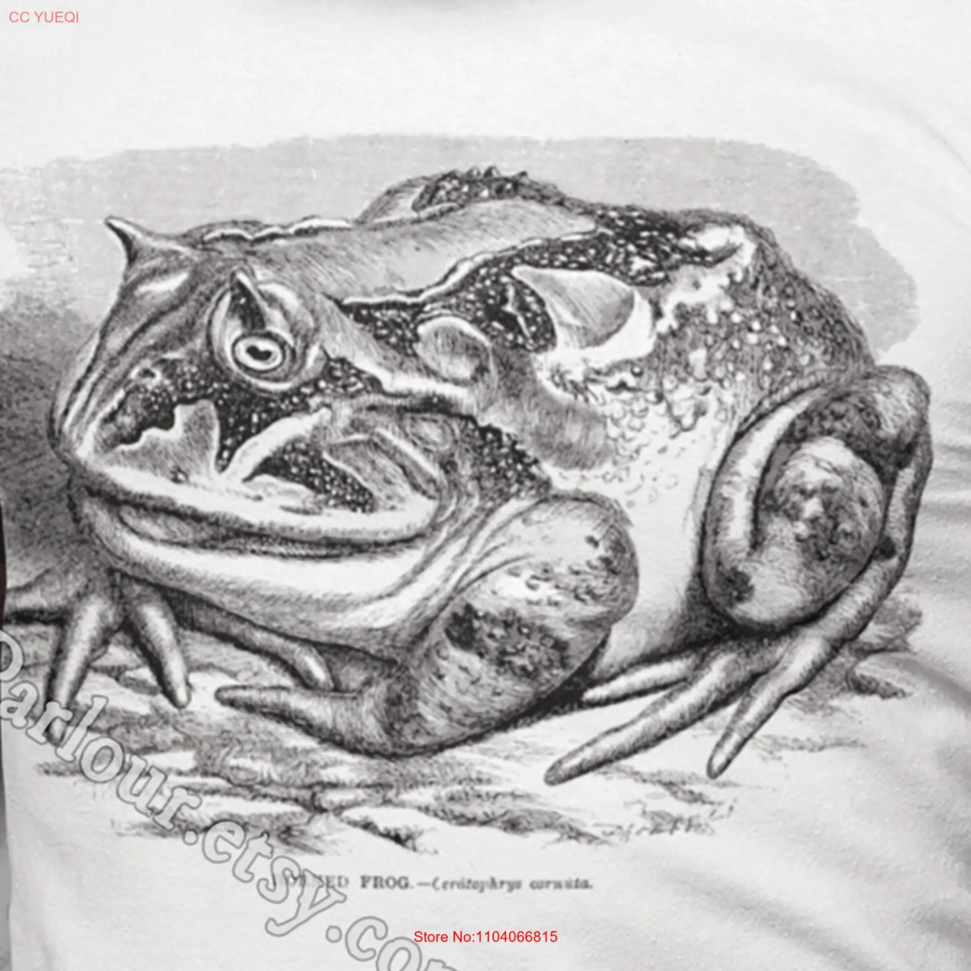 Surinam Horned Frog T Shirt Adult Organic Cotton Remastered Vintage Zoology Art Oversized Print long or short sleeves