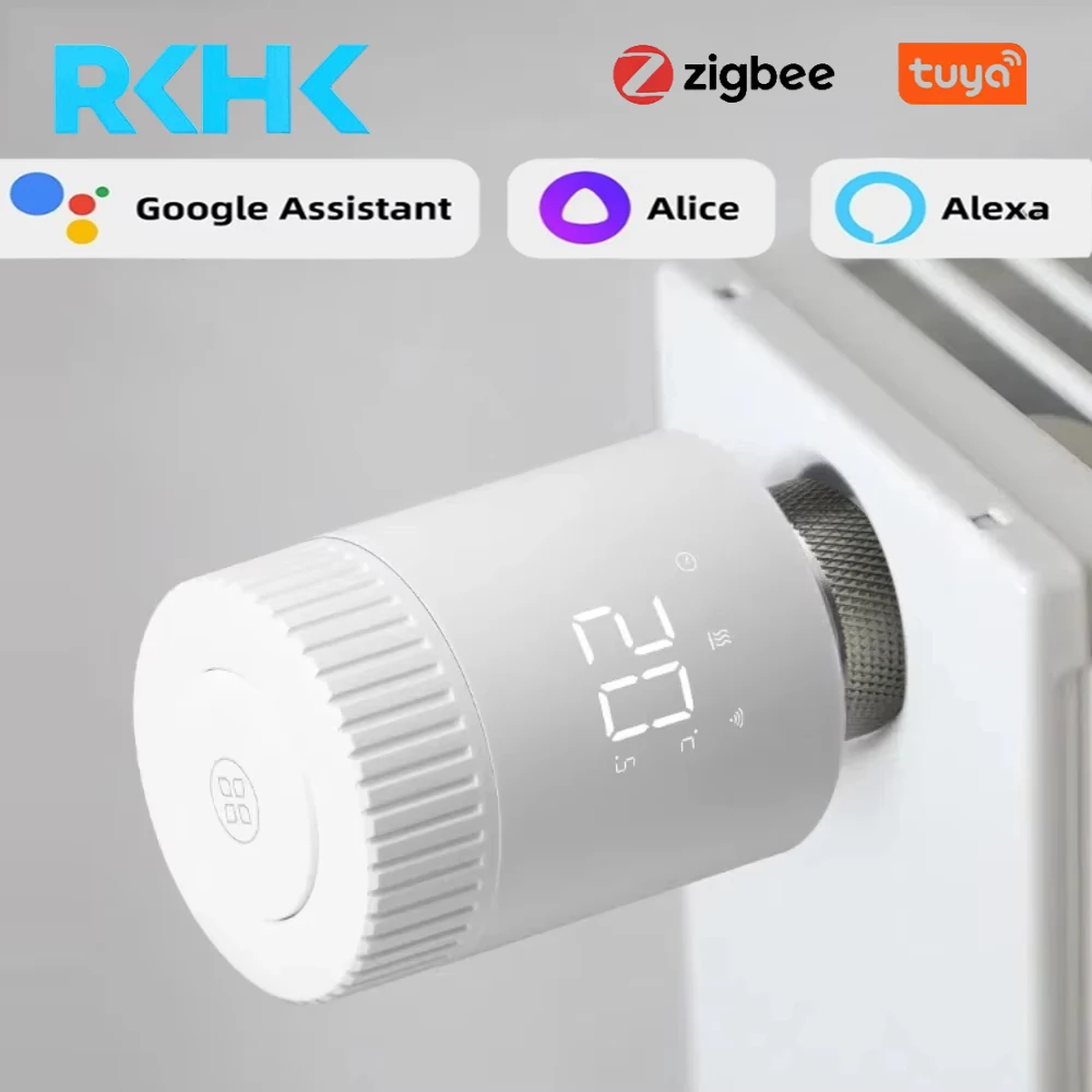 RKHK Beok Tuya Zigbee Thermostatic Radiator Actuator TRV Thermostat Valve Smart Remote Control Programmable,Alexa Google Home