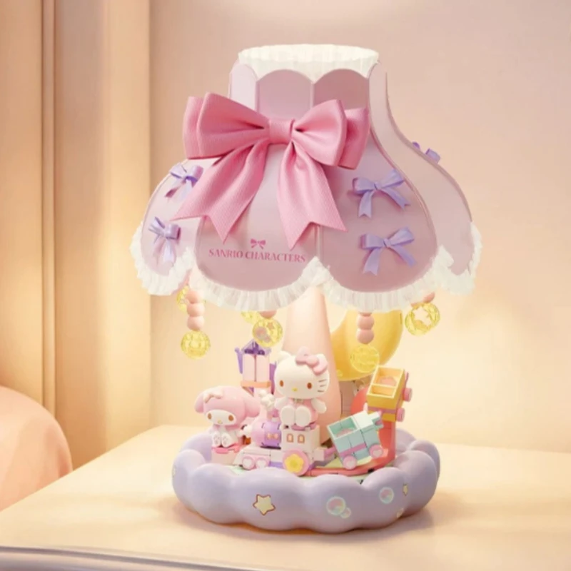 Areax Blocs Sanrio HelloKitty My Melody Lampe De Table Rechargeable Cinnamoroll Patchwork Toy Model Balancelle Collection Jouets