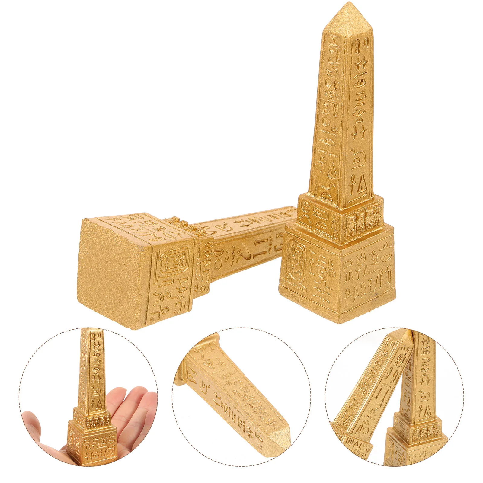 

2Pcs Egyptian Desktop Decoration Resin Ancient Egypt Statue Ornament Home Decor Egyptian Temple Tower Figurine
