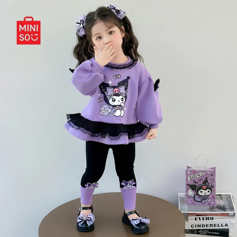 

2025 Kuromi Girls Set, Cartoon Hoodie & Leggings 2-Piece Outfit for Toddlers Autumn Fashion